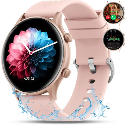 Women's Smartwatch — Fitness Tracker with Call Function, Heart Rate & 200+ Watch Faces (Pink)